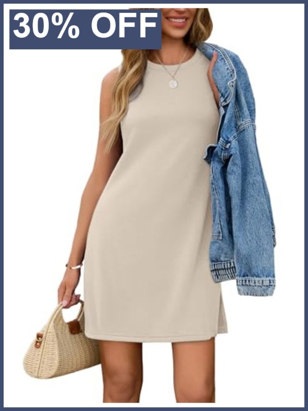 Sleeveless Casual Summer Sundress for Women Knee-Length Flowy A-Line Beach Dress